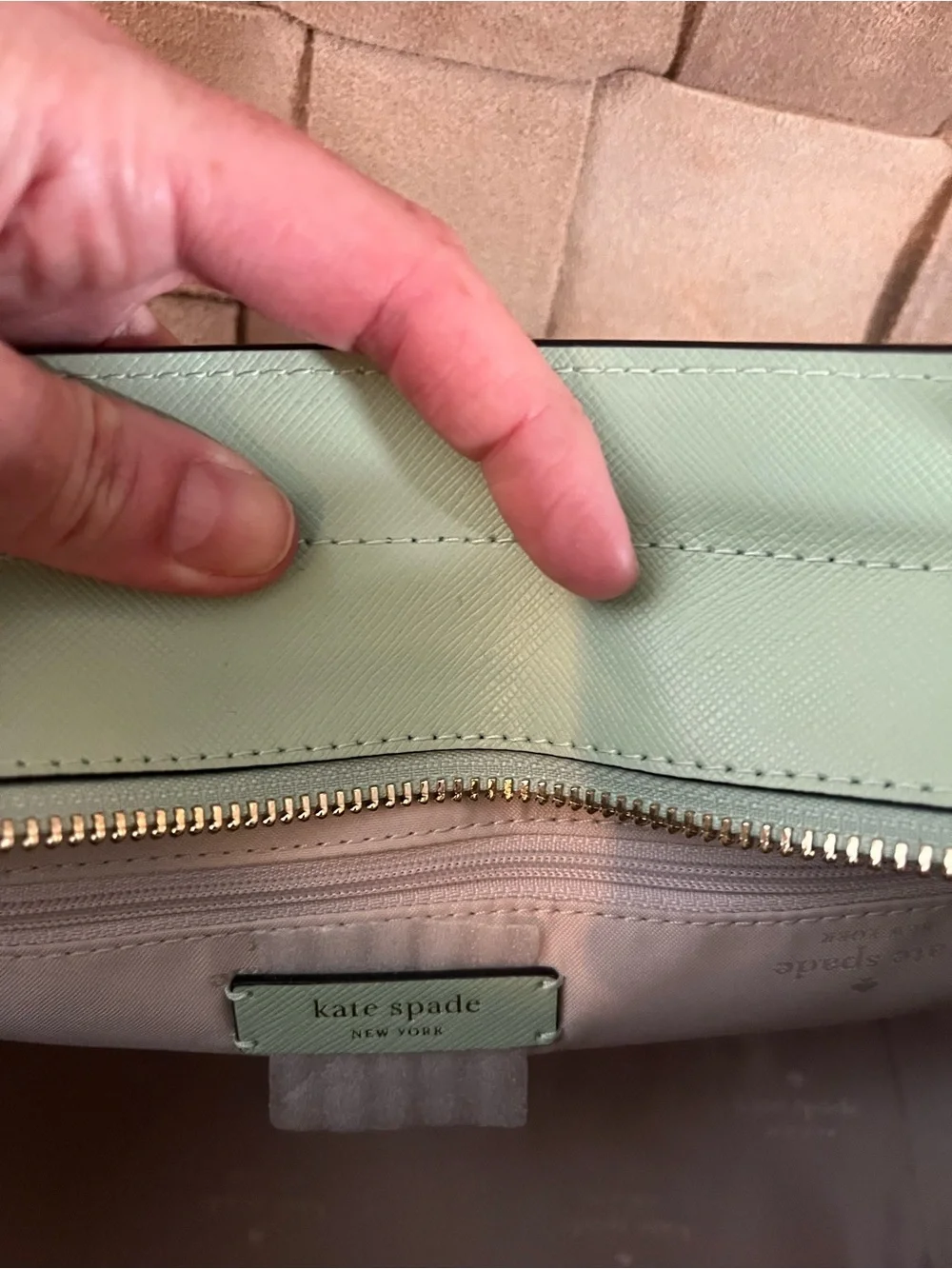 kate spade pale mint leather satchel with detachable strap